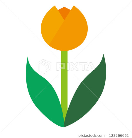 橙色鬱金香白色背景的簡單平面插圖 122266661