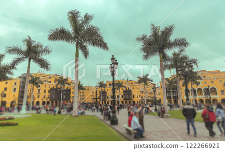 Evening twilight in the historic center of Lima, Peru 122266921