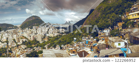 colorful houses in the Santa Marta favela in Rio 122266952