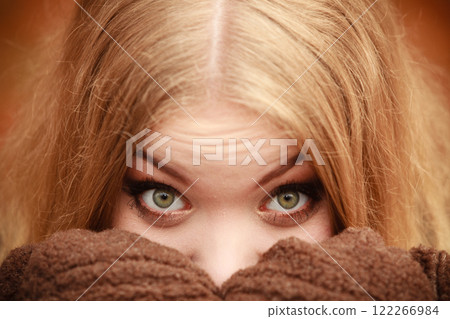 beauty face woman in warm clothing outdoor beauty face woman in warm clothing outdoor 122266984