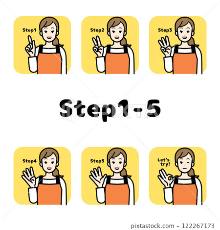 帶有解釋步驟的家庭主婦插圖集 帶有解釋步驟的家庭主婦插圖集 122267173