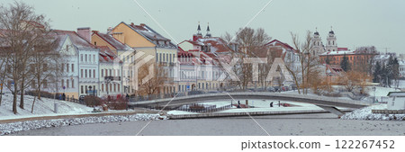 Minsk city in winter. Historical center in snow. 122267452