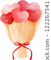 Cute heart bouquet valentine watercolor illustration 122267541