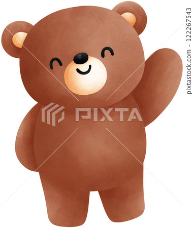 Cute bear cartoon character valentine watercolor illustration Cute bear cartoon character valentine watercolor illustration 122267543