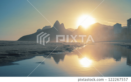 Mountains and beach of Rio de Janeiro. 122267557