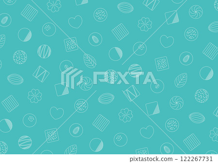 Illustration of a sweets pattern on a light blue background_Line drawing 122267731