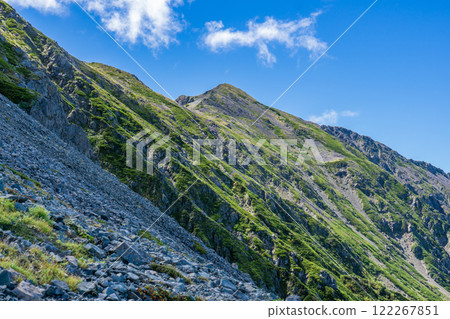 從小石山山肩看到的赤石山，南阿爾卑斯山，赤石山登山 122267851