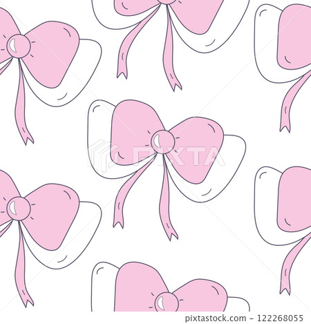 Ribbon bow seamless pattern. Cute repeated design for textile, card, poster, cover, wallpaper, wrapping. 122268055