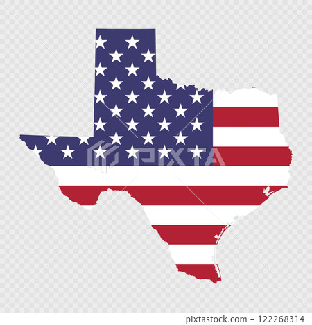 Texas state map with American national flag. Texas state map with American national flag. 122268314