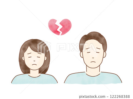 Cute hand drawn watercolor style vector illustration of a breaking up couple Cute hand drawn watercolor style vector illustration of a breaking up couple 122268388