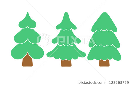 Collection of fir trees, modern design. Vector simple color flat illustration isolated on white background. Collection of fir trees, modern design. Vector simple color flat illustration isolated on white background. 122268759