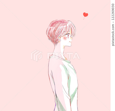 戀愛中微笑的男人側面視圖 122269030