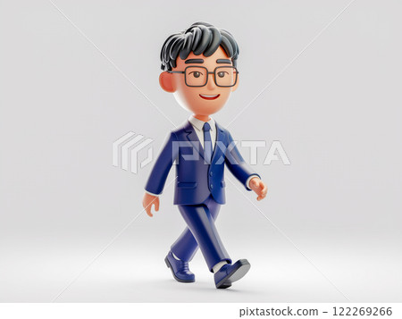 3D animation young businessman wearing suit male, 3D business people 122269266