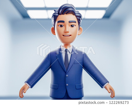 3D動畫年輕商人穿著西裝，3D男性商務人士 122269273