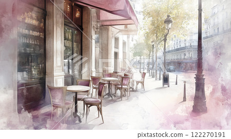 A cafe terrace on a street corner in Paris A cafe terrace on a street corner in Paris 122270191