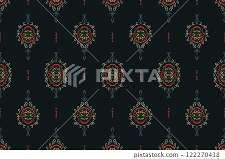Motifs African boho paisley Floral Ikat pattern embroidery damask. Ethnic ikat floral Ethnic Indian Pattern Ikat pattern Ethnic Pattern.Damask indian floral Aztec embroidery border seamless patterns. 122270418
