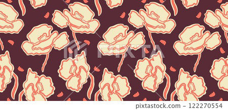 Hand drawn flowers, seamless patterns with floral for fabric, textiles, clothing, wrapping paper, cover, banner, interior decor, abstract backgrounds. Hand drawn flowers, seamless patterns with floral for fabric, textiles, clothing, wrapping paper, cover, banner, interior decor, abstract backgrounds. 122270554