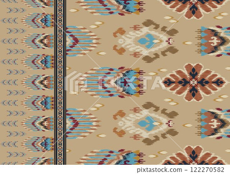 Motifs African boho paisley Floral Ikat pattern embroidery damask. Ethnic ikat floral Ethnic Indian Pattern Ikat pattern Ethnic Pattern.Damask indian floral Aztec embroidery border seamless patterns. 122270582