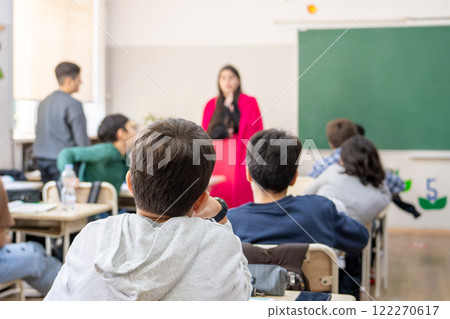 School children are participating actively in class 122270617