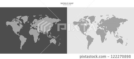 A set of point maps of the world in a modern style. A world map made up of dots on a dark background. A set of point maps of the world in a modern style. A world map made up of dots on a dark background. 122270898