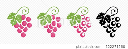 Grape bunch with grape leaf vector illustration 122271268