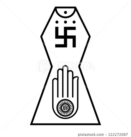 Symbol Jainism emblem Jain Prateek Chihna Hand Akhimsa Ahimsa arm religion Dharma Ahinsa Mahavir Jayanti icon black color vector illustration image flat style Symbol Jainism emblem Jain Prateek Chihna Hand Akhimsa Ahimsa arm religion Dharma Ahinsa Mahavir Jayanti icon black color vector illustration image flat style 122272087