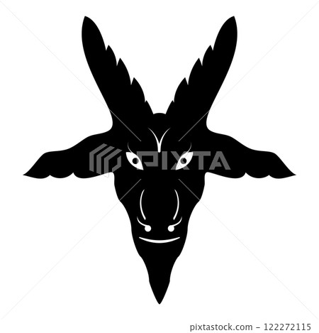 Head goat Symbol Satanism of Lavaeus Sigil of Baphomet sign icon black color vector illustration image flat style 122272115