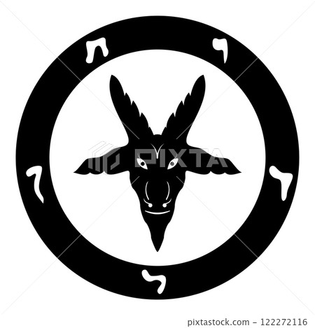 Symbol Satanism of Lavaeus Sigil of Baphomet sign icon black color vector illustration image flat style 122272116