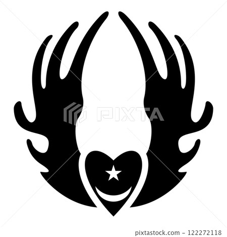 Inyyyati's tugy wing heart Universal Sufism symbol icon black color vector illustration image flat style 122272118