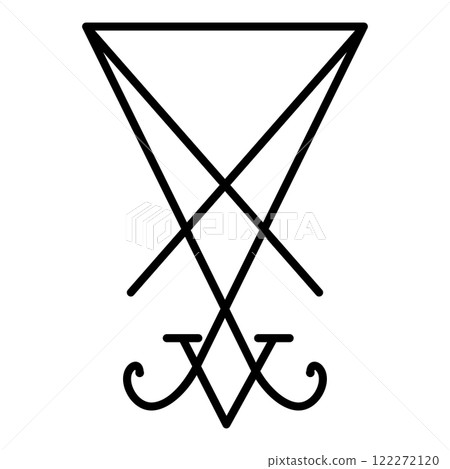 Lucifer's sign seal Satan Lucifer symbol icon black color vector illustration image flat style 122272120