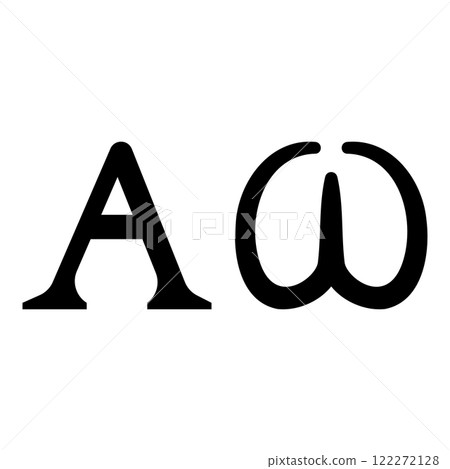 Alpha Omega symbols Greek sings icon black color vector illustration image flat style 122272128