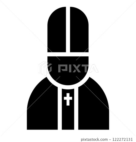 Pope catolic Man Church bishop icon black color vector illustration image flat style 122272131