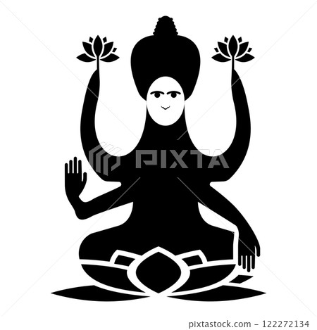 Lakshmi Goddess icon black color vector illustration image flat style Lakshmi Goddess icon black color vector illustration image flat style 122272134