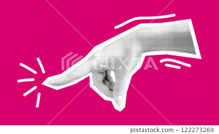 Halftone hand pointing index finger vector illustration Halftone hand pointing index finger vector illustration 122273269