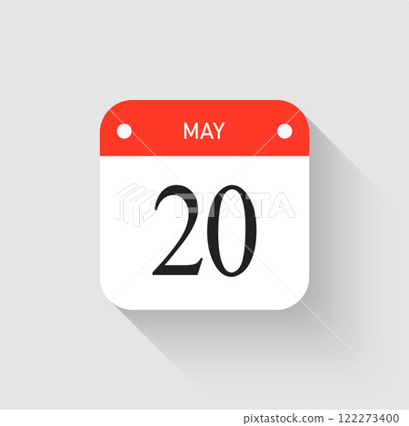 Vector icon page day calendar - 20 May month Vector icon page day calendar - 20 May month 122273400