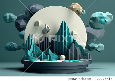 Abstract business graph in mountain style. Data bars concept element for business. Generated AI. 122273617