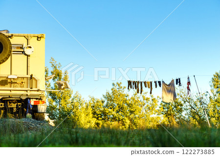 Offroad camper 4x4 truck on nature 122273885