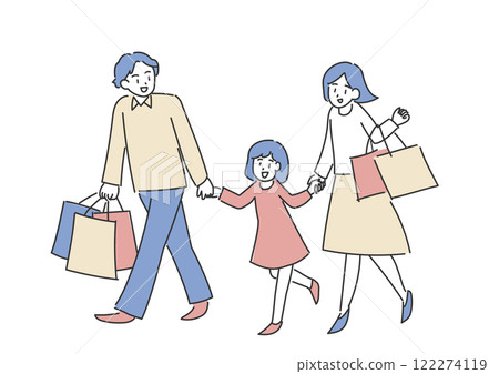 Family shopping with shopping bags 122274119