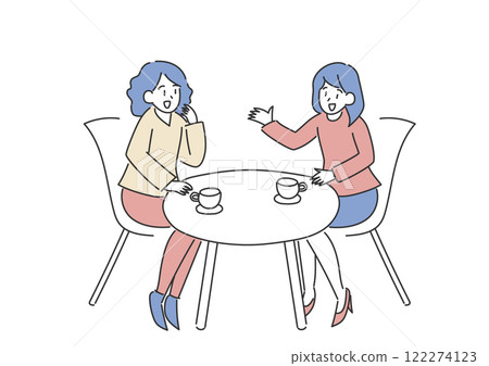 Illustration of women having a conversation while drinking coffee 122274123
