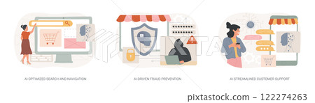 AI in online shopping abstract concept vector illustrations. 122274263