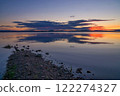 Beautiful sunset over lake Orsa 122274327