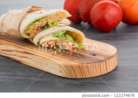 Tortilla with chicken and vegetables 122274676