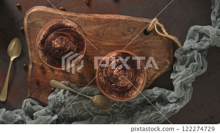 Tiramisu dessert in glasses 122274729