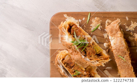 Puff pastry vegetable roll Puff pastry vegetable roll 122274738