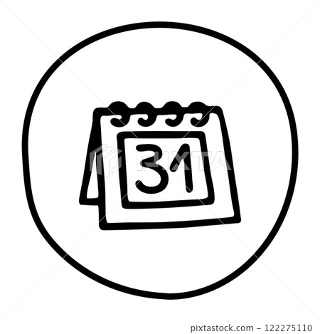 Doodle calendar schedule icon hand drawn with black line in freehand style 122275110