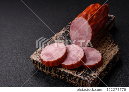 Smoked sausage or ham, cut into slices Smoked sausage or ham, cut into slices 122275776