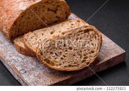 Brown bread with seeds and grains for sandwiches 122275821
