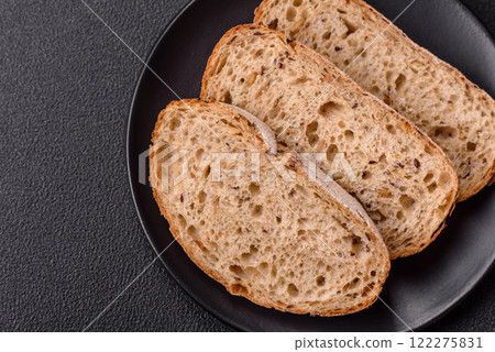 Brown bread with seeds and grains for sandwiches 122275831