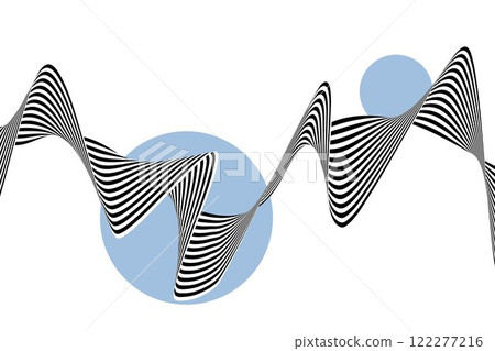 Abstract black and white wave on a background of blue circles. Eps 10 Abstract black and white wave on a background of blue circles. Eps 10 122277216
