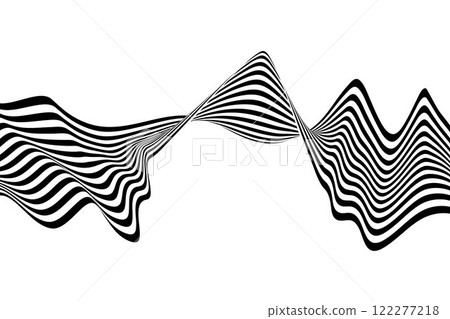 Vector graphic of abstract wavy background. Caustics distortion line art. Optical illusion motion striped 3d effect. Fluid art design. Good for invitation cards, business brochures, textiles etc. Eps Vector graphic of abstract wavy background. Caustics distortion line art. Optical illusion motion striped 3d effect. Fluid art design. Good for invitation cards, business brochures, textiles etc. Eps 122277218